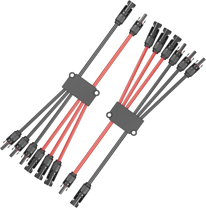 1 Pair Solar Connectors Y Branch 2 to 6,30A 1000VDC Solar Parallel Connectors for 2-3 Solar