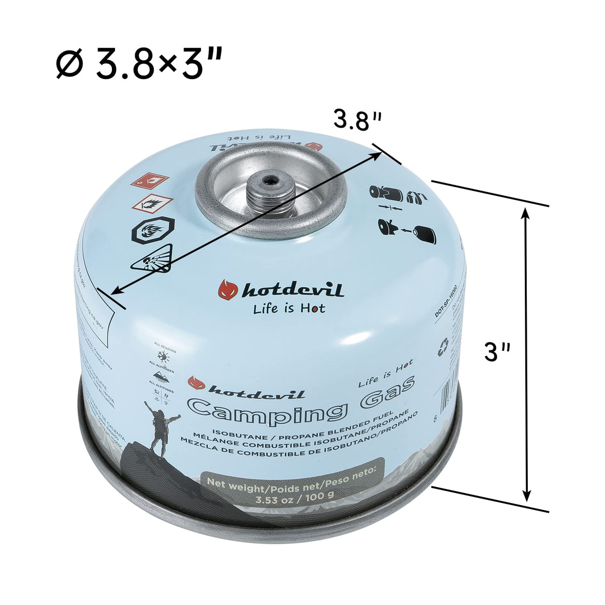 Hotdevil Camping Stove Fuel Butane Propane Blend Isobutane Fuel Canister Camping Fuel Gas Canister