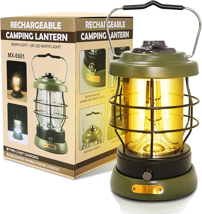 UniqueFire Rechargeable Camping Lantern 1500 High Lumens Hurricane Camp Light 2 Modes Portable