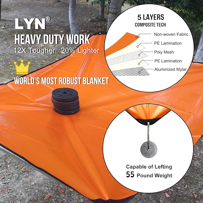 LYN Heavy Duty Emergency Blanket Survival Gear Waterproof Insulated Blanket Emergency Tarp for