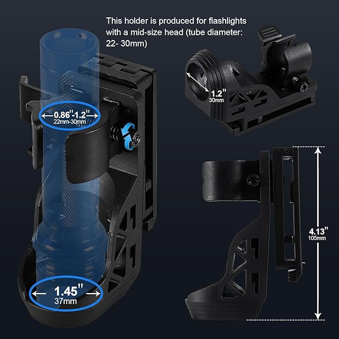 Tactical Flashlights High Lumens-1200 LM Police Flashlight with Holster for Duty Belt,Single Mode