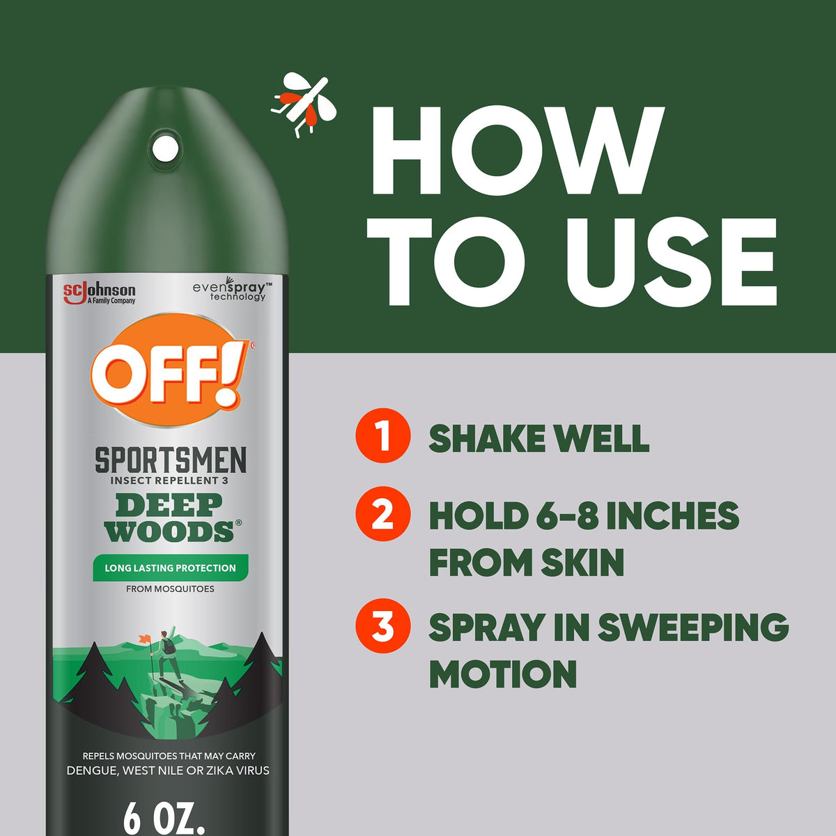 OFF! Deep Woods Sportsmen Insect Repellent Aerosol, Bug Spray Containing 30% DEET, Protects Against