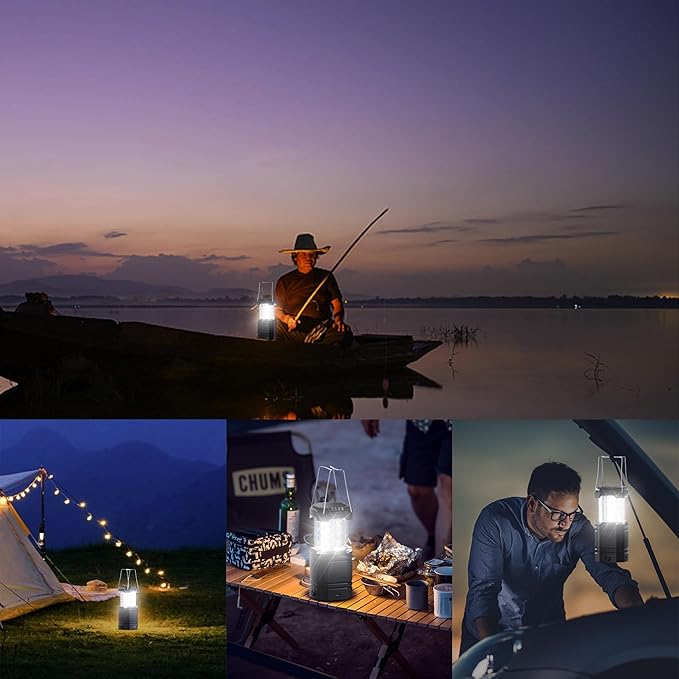 3000mAh Large Capacity Hand Crank Solar Camping Lantern, Portable Ultra Bright LED Torch, 23-26
