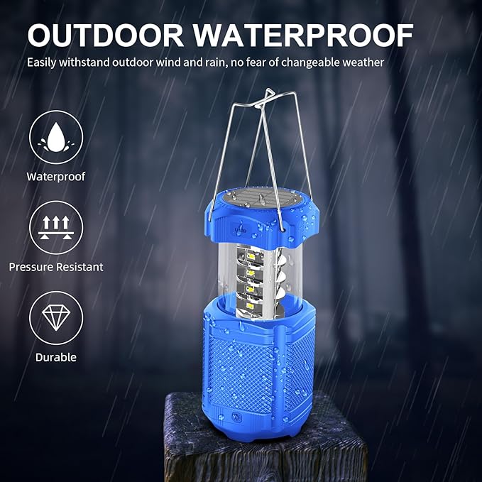 Camping Lantern 5000mAh Solar Hand Crank Telescopic LED Flashlight USB Charger for Power Outages