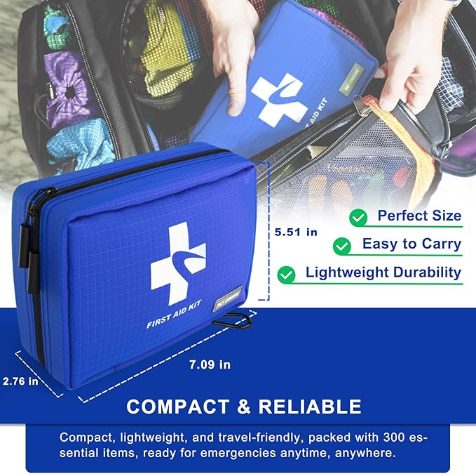300 PCS First Aid Kit for Home, Car, Travel, Camping, Hiking, Truck, Office, Businesses, Sports &