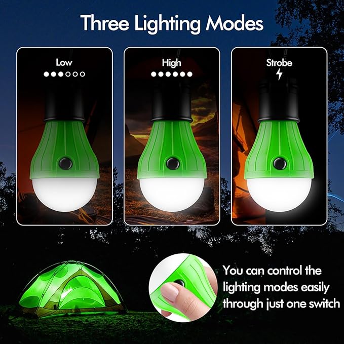 Portable LED Tent Lamp, Clip Hook Hurricane Emergency Light Bulb, Camping Equipment Lanterns for