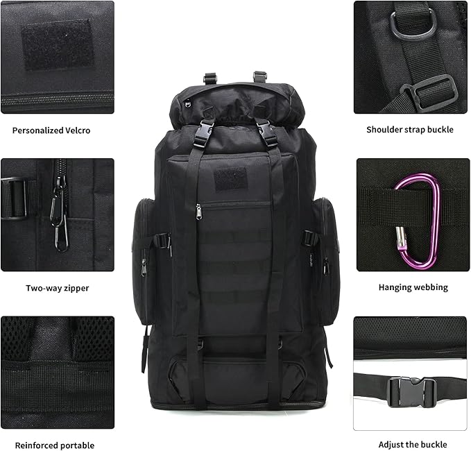 Hiking Backpack for Men 70L/100L Camping Backpack Military Rucksack Molle 3 Days Assault Pack for