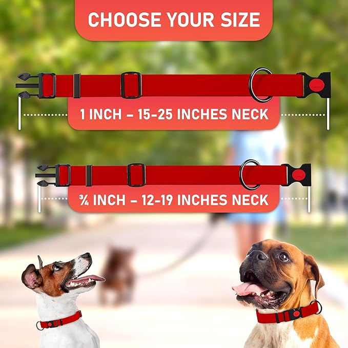 Adjustable Dog Collar with QR Code Dog Tag ID Attached - Made in USA - Honeycomb Waterproof Heavy