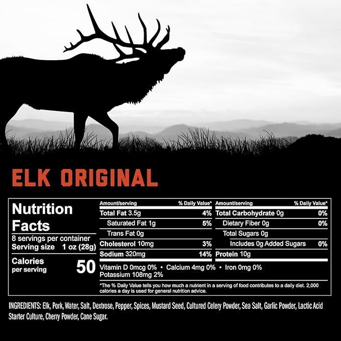 ICON Meats Summer Sausage - Elk and Pork Original Flavor - 4 Pack of Individually Wrapped Meat