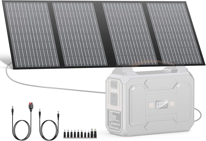 60W Portable Solar Panels, Foldable Solar Panel Charger for Portable Power Station(Under 500W)