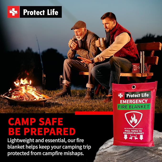 Protect Life Saving Emergency Fire Blankets 1 Pack - 40"x40", Fiberglass Fire Blanket for Home &