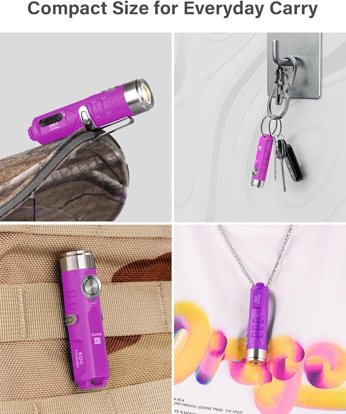 RovyVon Aurora A1 G4 Rechargeable Keychain Flashlights USB C, 650lumens Bright Mini EDC Flashlight