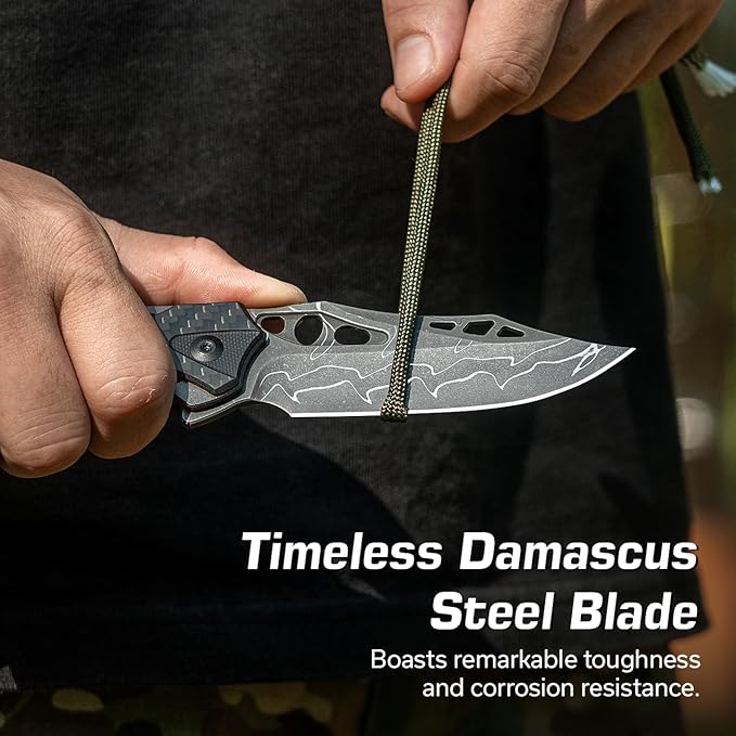 CIVIVI Pocket Knife for Men, Biophase Flipper Tactical Folding Knife, 3.48" Damascus Blade Aluminum