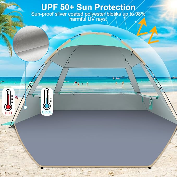 Gorich Beach Tent Sun Shelter for 3/4-5/6-7/8-10 Person with UPF 50ï¼?UV Protection, Lightweight &