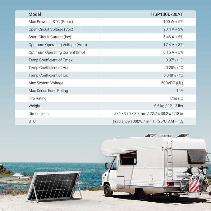 HQST Bifacial 200 Watt 12V Solar Panel, 9BB Monocrystalline Solar Panel High Efficiency Module PV