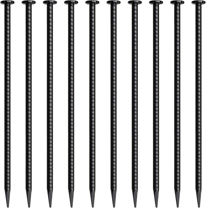 16 Inch Rebar Stakes 10 Pack Heavy Duty Ground Anchors 1/2 Inch Diameter Galvanized Steel Asphalt