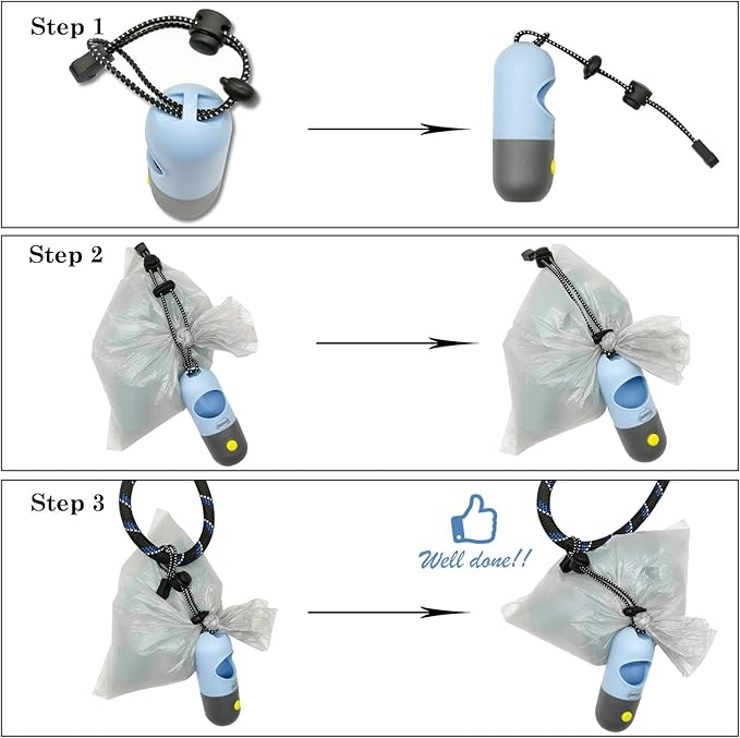 Dog Poop Bags Holder with LED Flashlight|Pet Waste Bags Dispenser for Leash|Doggie Potty Bags