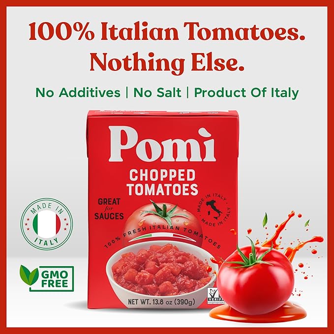 Pomì Chopped Tomatoes 13.8oz (Pack of 12) - Italian Chopped Tomato Made from All Natural 100% Fresh