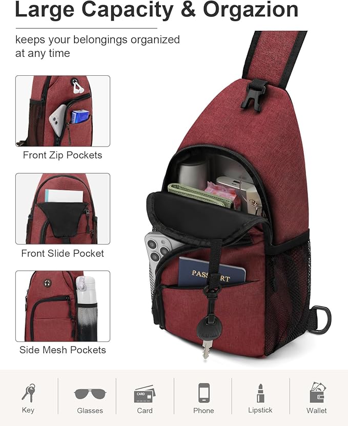 Crossbody Bags for Women Man Waterproof Sling Bag Backpack Trendy Casual Cross Body Bag with