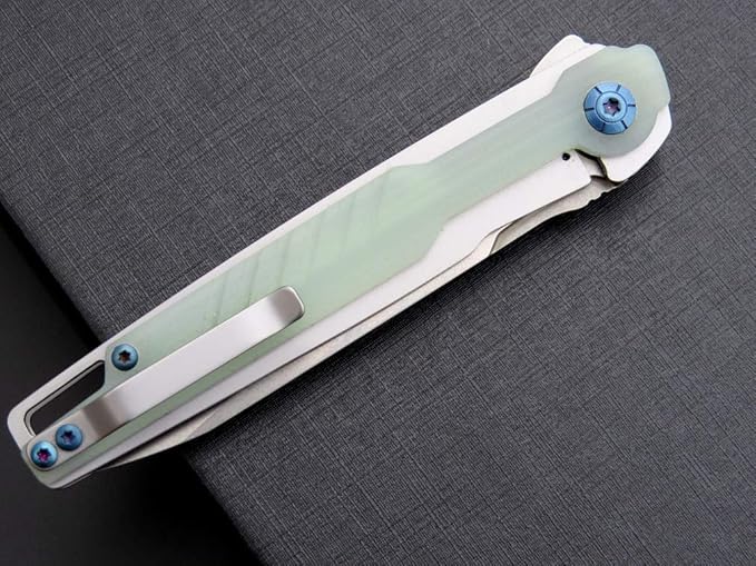 Eafengrow EF942 EDC Folding Knife, D2 Steel Blade Titanium Plating & G10 Handle,Pocket Clip with
