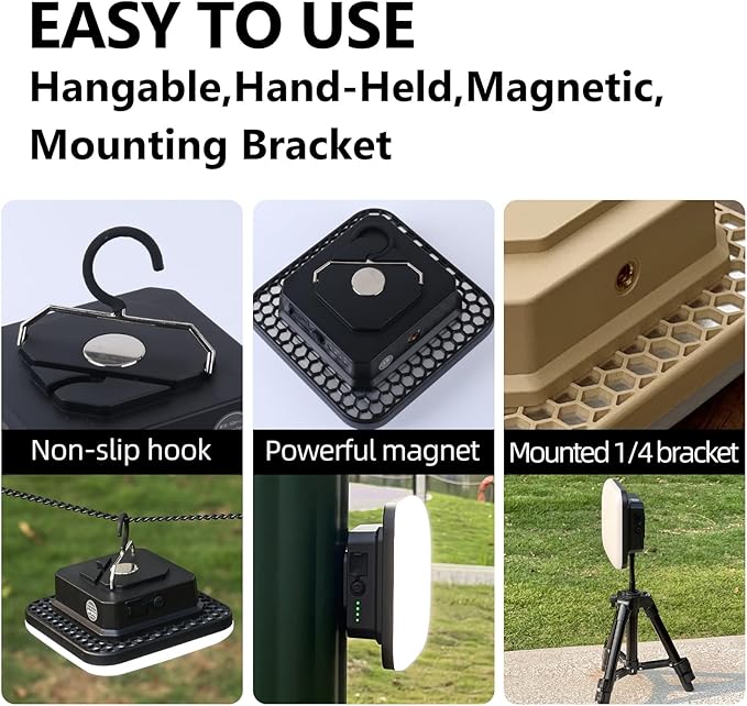 10800mAh Rechargeable Hanging Tent Light with Magnet, 30W 4000LM LED 4 Color Lighting Modes Camping