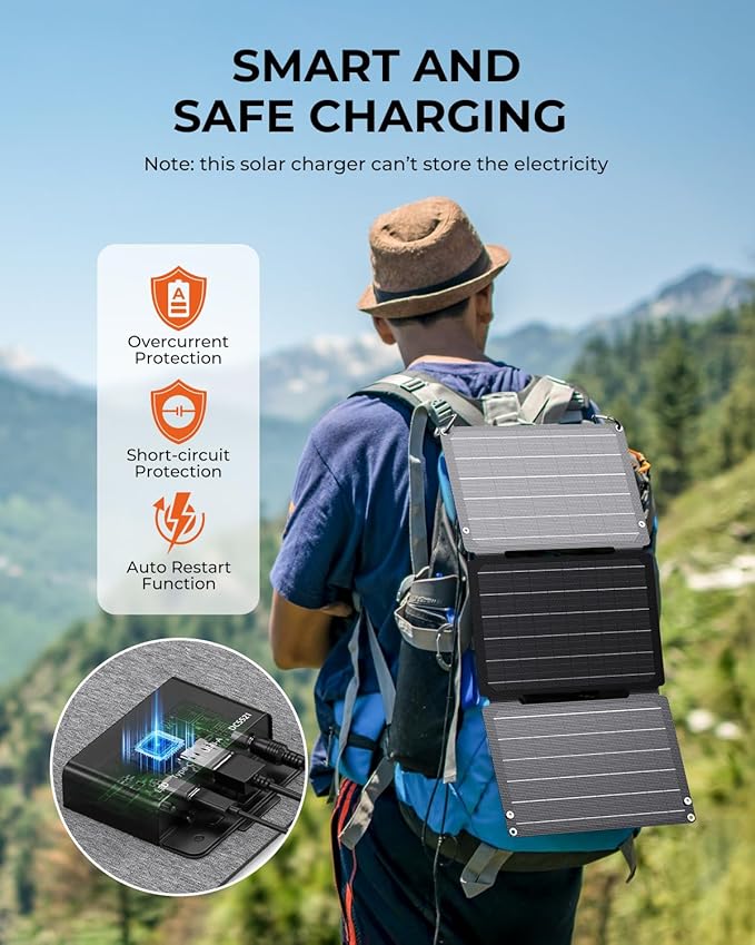 [Upgraded] BigBlue 30W Solar Panel Charger with Fast Charging USB-A and USB-C, DC Ports, SolarPowa