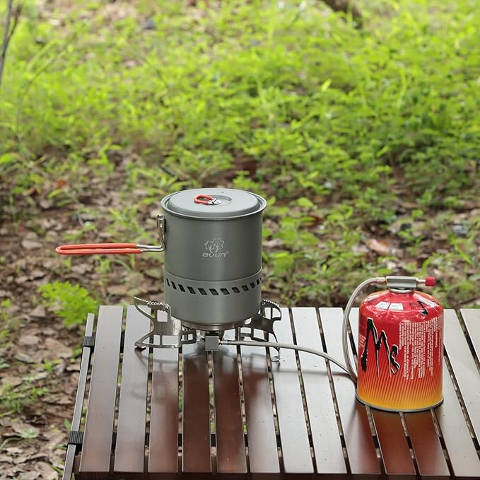 Bulin Camping Pot, 1.5L High Efficiency Backpacking Pot Ultralight Camping Cooking Set Cookware