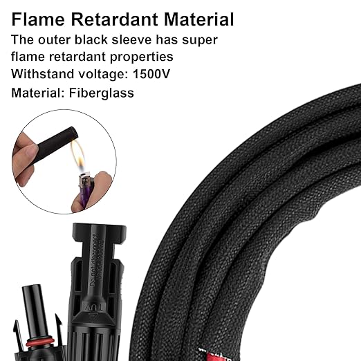 6FT 10AWG Solar Panel Extension Cable with Female and Male Connectors, Solar Cable for Solar