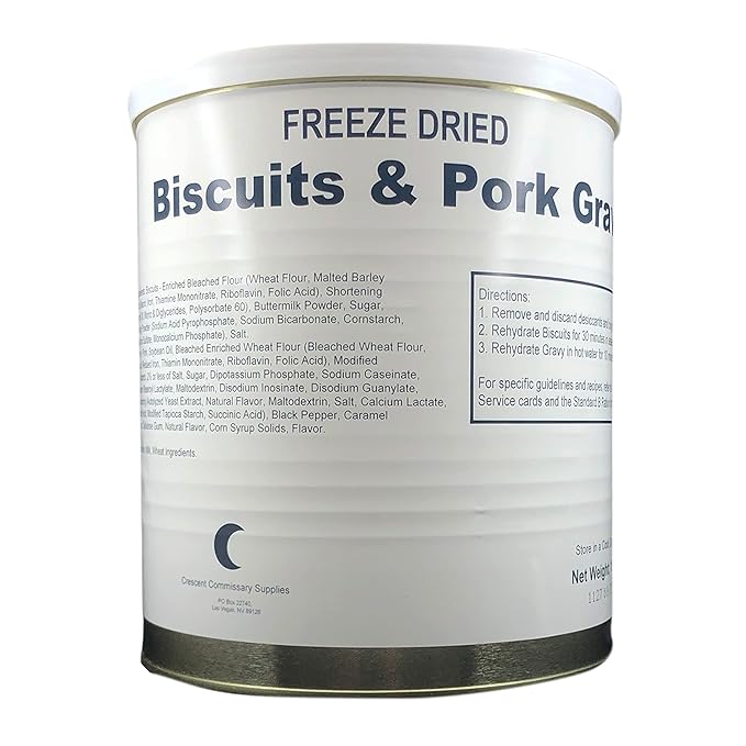 Military Surplus Freeze-Dried Biscuits and Pork Gravy ??18 oz, Emergency Survival food Supply, Meal