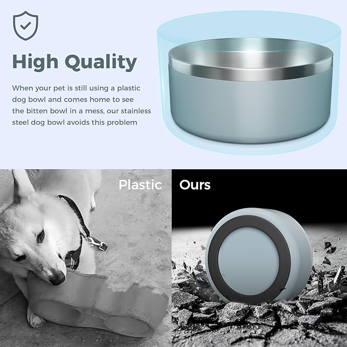 Dog Bowl, Stainless Steel Dog Food and Water Bowl with Non Slip Quiet Bottom, Easy to Clean