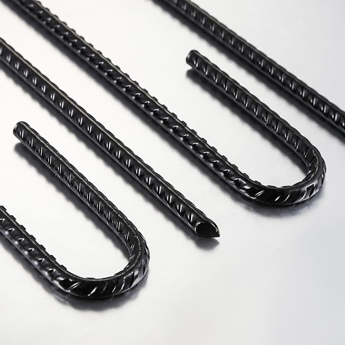 Rebar Stakes U/J Hook Extra Heavy Duty,(10pcs) 12 inch x 1/4 inch Rust Proof Coated Steel Ground