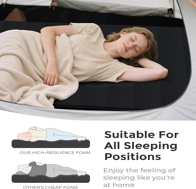 Self-Inflating Sleeping Pad with Portable Electric Air Pump, 4in Thick Memory Foam Camping Mattress