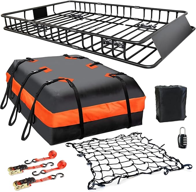 MeeFar Roof Rack Carrier Basket Universal Rooftop 65" X 39" X 6" Large Size Roof Rack + Waterproof