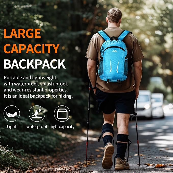 Large Hiking Daypack,30L Waterproof Hiking Backpack Packable Lightweight Travel Day Pack for Women
