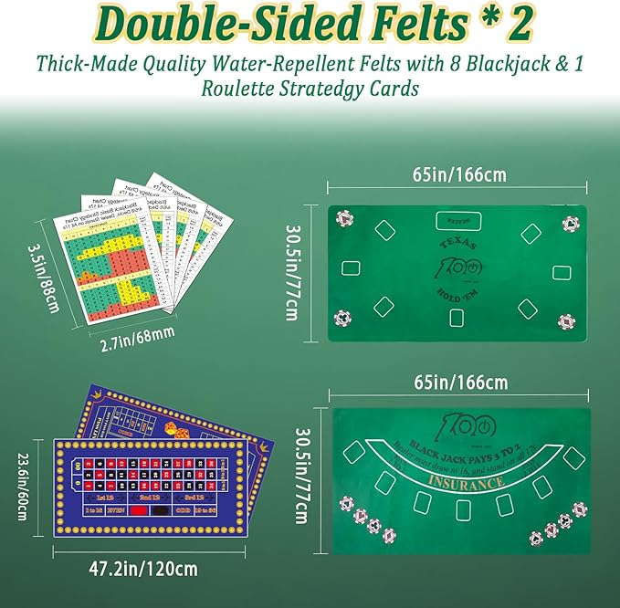 5 in 1 Super Casino Game Set: Blackjack/Roulette/Craps/Texas Hold'em/Poker Kit with Shoe+Discard