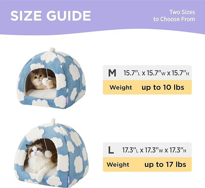 Lesure Cute Cat Beds for Indoor Cats - 2 in 1 Cat Cave Bed for Kittens and Small Pets with