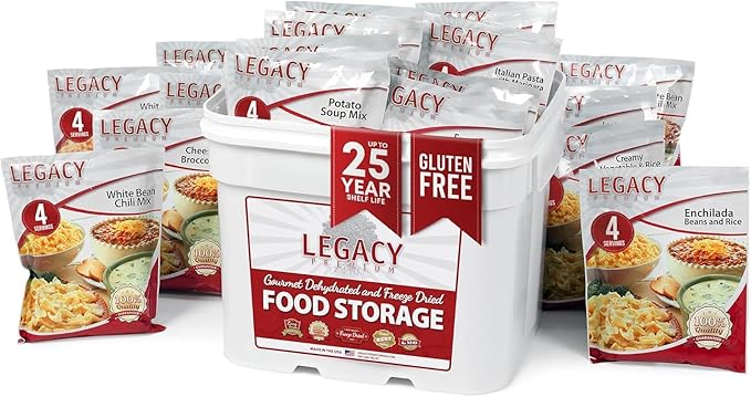 Legacy Food Storage Gluten Free 120 Serving Bucket, Emergency Food Supply, 46,200 Total Calories