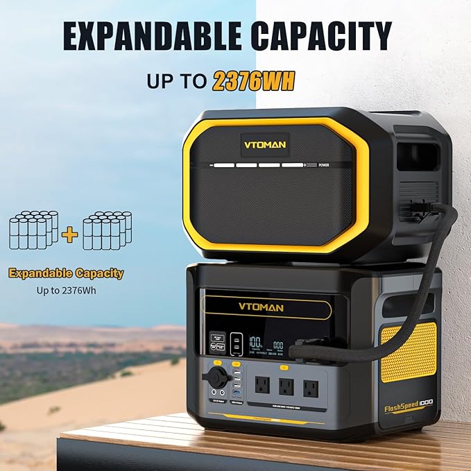 VTOMAN FlashSpeed 1000 Portable Power Station, 828Wh LiFePO4 Battery Solar Generator with