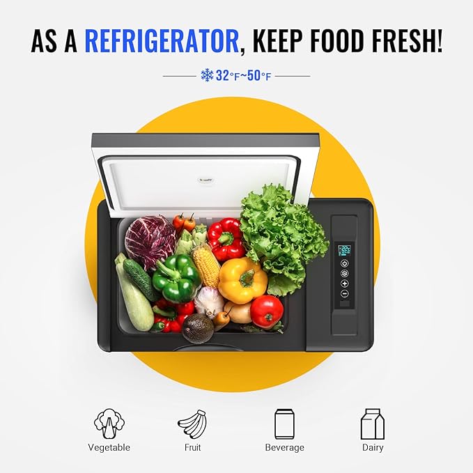 BougeRV 12 Volt Refrigerator 12V Car Fridge 23 Quart Portable Freezer Compressor Cooler 12/24V DC