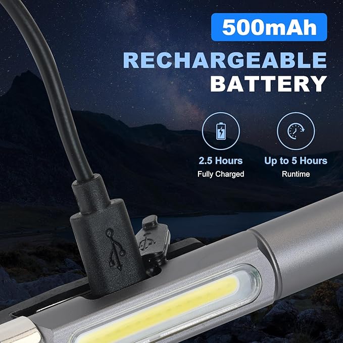 Rechargeable LED Pen Light with Magnetic Clip - Dimmable Inspection Pocket Flashlight, USB-C