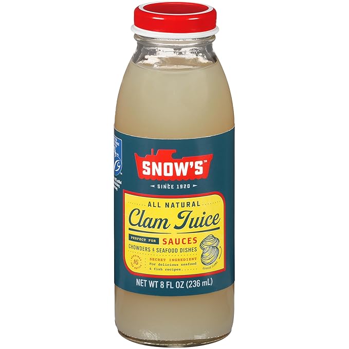 Snow's All Natural Clam Juice, 8 Fluid oz Bottle - Gluten Free, Keto Friendly - Great for Pasta &