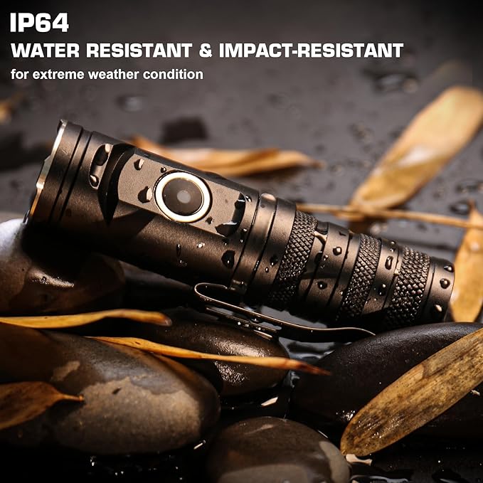 HAUTMEC 1400 Lumen Rechargeable Flashlights LED EDC Flashlight with 90 Degree Flashlight Swivel