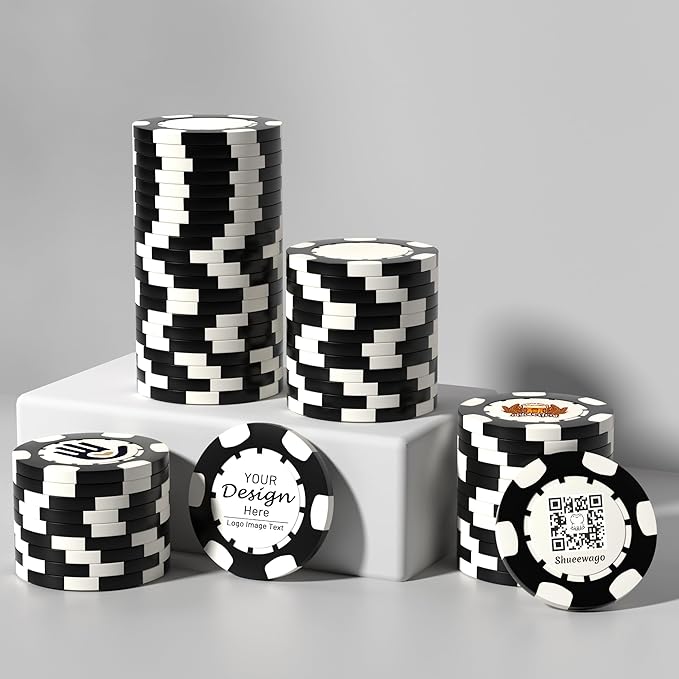 50-500 Custom Clay Poker Chips for 7 Colors,Imprinted in Full Color with Your Logo,Image or