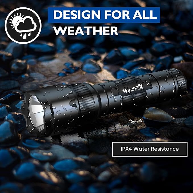 WINDFRIE 2 Pack LED Tactical Flashlights, Single Mode Handheld Flashlights, Bright EDC Emergency