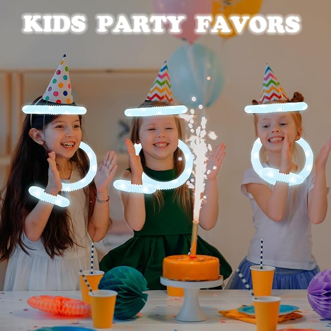24 PCS White Glow Sticks Party Favors for Kids, Light Up Necklaces Bracelets Accessories for