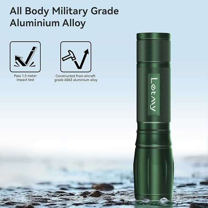 LETMY Tactical Flashlight - 2 Pack Bright Military Grade LED Flashlights High Lumens - Portable