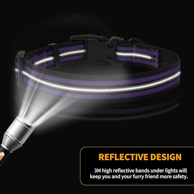 Mile High Life Reflective Dog Collar | Nylon Pet Collars wiith Buckle | Light Weight Puppy Collars