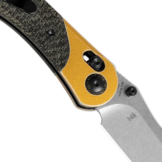 Kizer Mini Mystic Pocket Knife, 3.2" Nitro-V Blade EDC Knife with Black Burlap Micarta and Yellow