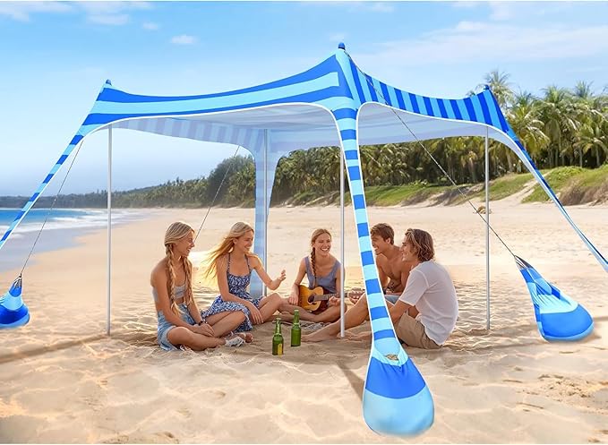 2PM SPORTS Beach Tent Canopy with UPF50+ UV Protection, Outdoor Large Beach Sun Shade Shelter for