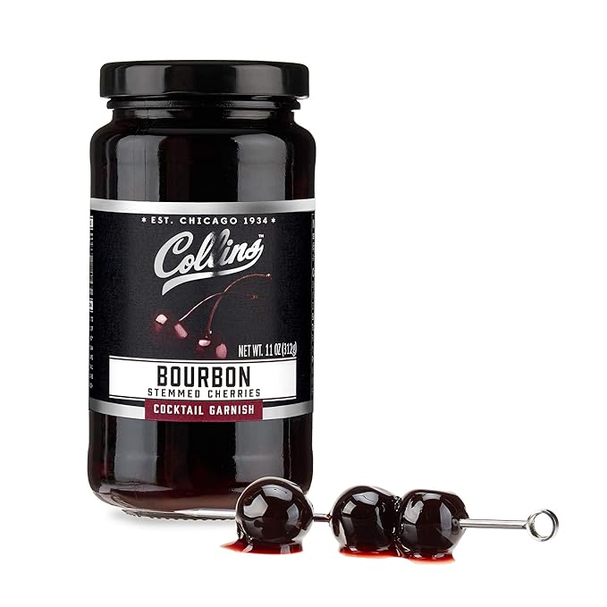 Collins Bourbon Cocktail Cherries - Drinks Garnish for Manhattan or Old Fashioned Cocktails and